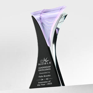 Trophée de glaçure personnalisé Ailes d'aigle violet Trophée de cristal <span class=keywords><strong>Triumph</strong></span> Soaring High Industry TOP Pioneer Achievement - Product Image 2
