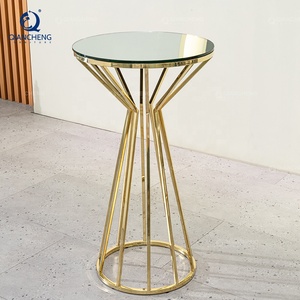 Table haute industrielle carrée rectangulaire en métal pour bar à café Base de table en acier inoxydable Pied de table en fonte forgé noir doré - Product Image 4
