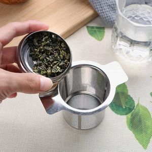 Customized Logo Eco-Friendly Double Handle Fine Mesh Loose Leaf <b>Tea</b> Strainer/Filter/<b>Tea</b> <b>Infuser</b> with Lid Stainless Steel - Product Image 2