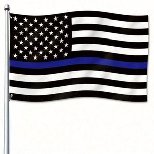 3x5ft Premium Fabric Custom Printed Thin Blue Line <b>Flags</b> Banners Vivid Color Automotive Promotion Advertising Digital Printing - Product Image 1