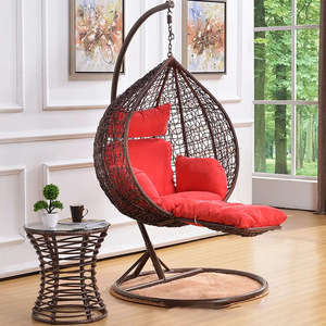 Fauteuils suspendus de jardin modernes, meubles en rotin PE résistant aux intempéries avec coussin imperméable pour adultes - Product Image 3