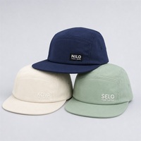 Casquettes de course personnalisées à 5 panneaux en nylon avec logo tissé, cordon, séchage rapide, respirantes, imperméables, pour le sport et le camping