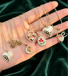 Elegant jewelry Heart Fe flower Pendant Necklace fashion Charm link <b>chain</b> for Women Gift accessories - Product Image 5