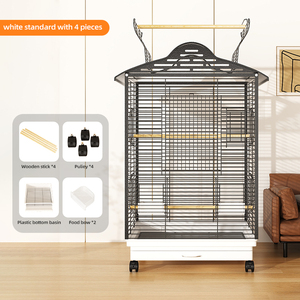 Jaula Moderna Grande de Hierro para Pájaros con Patrón Sólido, Jaula Decorativa para Loros de Tamaño Personalizado, Mueble Elegante para Pájaros para Sala de Estar - Product Image 2