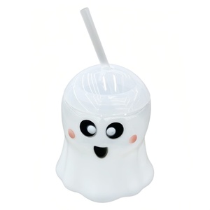 Vaso de Halloween <span class=keywords><strong>con</strong></span> forma de calavera, clásico, de plástico, sin BPA, colorido, <span class=keywords><strong>con</strong></span> luz, tapa transparente y pajita, 16oz, para fiestas infantiles, venta al por mayor - Product Image 4