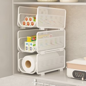 Panier de rangement de cuisine Craftsman à 3 niveaux, organisateur en maille, support de serviettes en papier pour bureau, étagère de rangement multifonctionnelle - Product Image 1