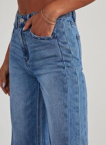 Jeans en denim Zimbaplatinum pour femme, coupe ample, taille haute, jambe large, longueur intégrale, style vintage, extensible, lavable, OEM ODM - Product Image 4