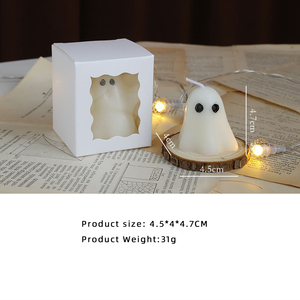 Bougie décorative artisanale en forme de fantôme pour Halloween, en cire de soja, votive, pour bars, respectueuse de l'environnement, longue durée - Product Image 4