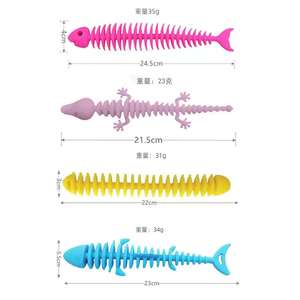 Bracelet unisexe créatif en forme d'arête de poisson, jouet fantaisie et de farce, jouet de décompression en silicone souple avec colle pour cadeaux d'enfants - Product Image 5