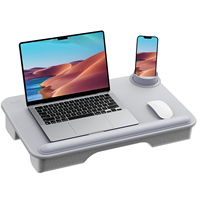 Bureau à domicile avec rebord de l'appareil et support de téléphone pour ordinateurs portables jusqu'à 17 pouces