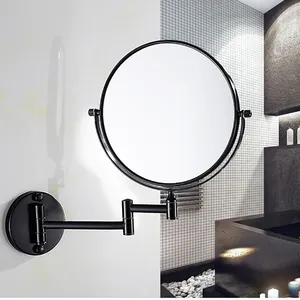 확장 가능한 벽 마운트 메이크업 거울 5x 확대 거울 크롬 프레임 접이식 호텔 라운드 욕실 거울