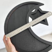 Sperrholz Mond-Stern-Tablett Schwarze Ausführung Islamische Dekoration Servierplatte Ramadan Eid Mubarak Party Servierteller