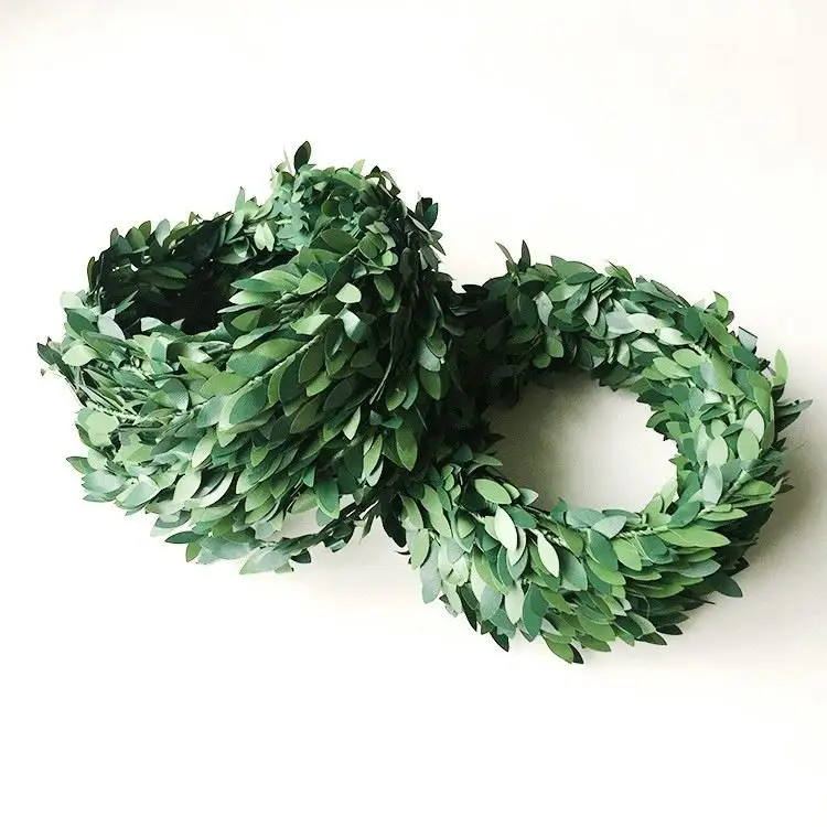 Simulation Wreath Christmas Rattan DIY Braided Rattan 7.5 Meters Iron Wire Green Leaf Rattan Factory Wholesale