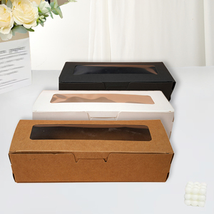 Caja <span class=keywords><strong>de</strong></span> Embalaje para Panadería con Logotipo Personalizado, Caja Rectangular <span class=keywords><strong>de</strong></span> Papel Kraft con Ventana Transparente <span class=keywords><strong>de</strong></span> PET para Pasteles y Galletas - Product Image 6