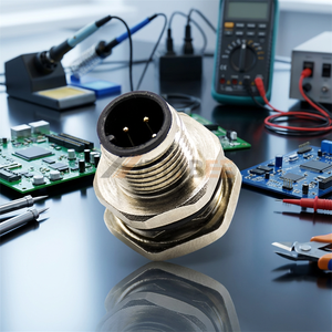 Connecteur M12 3 broches mâle/femelle, codage A, montage sur panneau arrière, <span class=keywords><strong>prise</strong></span> à souder, 4A 250V, étanche IP67 - Product Image 3