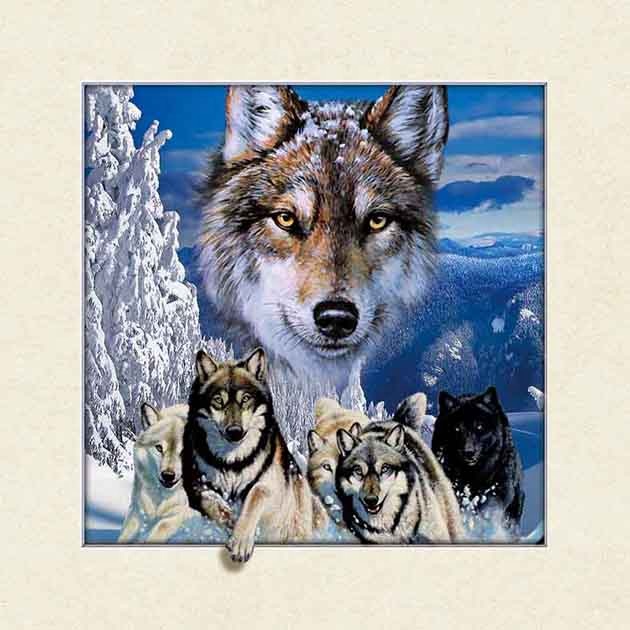 В наличии, индивидуальная 3D картина на стену, животное, 40*40 см, 5D 3D постер с волком, ручная работа, художественная живопись для украшения дома