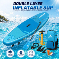 Planche de paddle gonflable (ISUP) personnalisée OEM, robuste, double couche, PVC Fusion, bleu océan, avec accessoires complets et pompe.