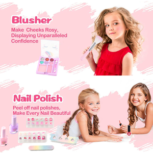 Juguetes de maquillaje seguros y lavables <span class=keywords><strong>para</strong></span> niños y <span class=keywords><strong>niñas</strong></span>, Kits de maquillaje OEM ODM, juego de cosméticos de imitación, pegatinas de esmalte de <span class=keywords><strong>uñas</strong></span> DIY, sombra de ojos - Product Image 4