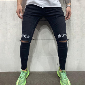 เรียวขายส่งที่มีคุณภาพสูงปักของผู้ชายฉีกยืดกางเกงยีนส์แนวโน้มเรียวของผู้ชายกางเกงยีนส์ - Product Image 3