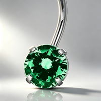 Anneau de nombril à quatre griffes en zircon 5A, en acier chirurgical 316L, bijou de piercing étincelant en CZ AAA pour femme