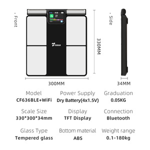 เครื่องชั่งน้ำหนักอัจฉริยะแบบพิเศษ ขนาด 300x330 มม. เชื่อมต่อ Bluetooth WiFi หน้าจอสี เครื่องชั่งอิเล็กทรอนิกส์สำหรับออกกำลังกายที่บ้าน รับน้ำหนักได้ 180 กก. - Product Image 4