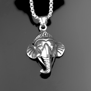 Stainless Steel Men's Asymmetrical Geometric <b>Elephant</b> Pendant Necklace Themed Animal Charm <b>Gift</b> Jewelry - Product Image 2