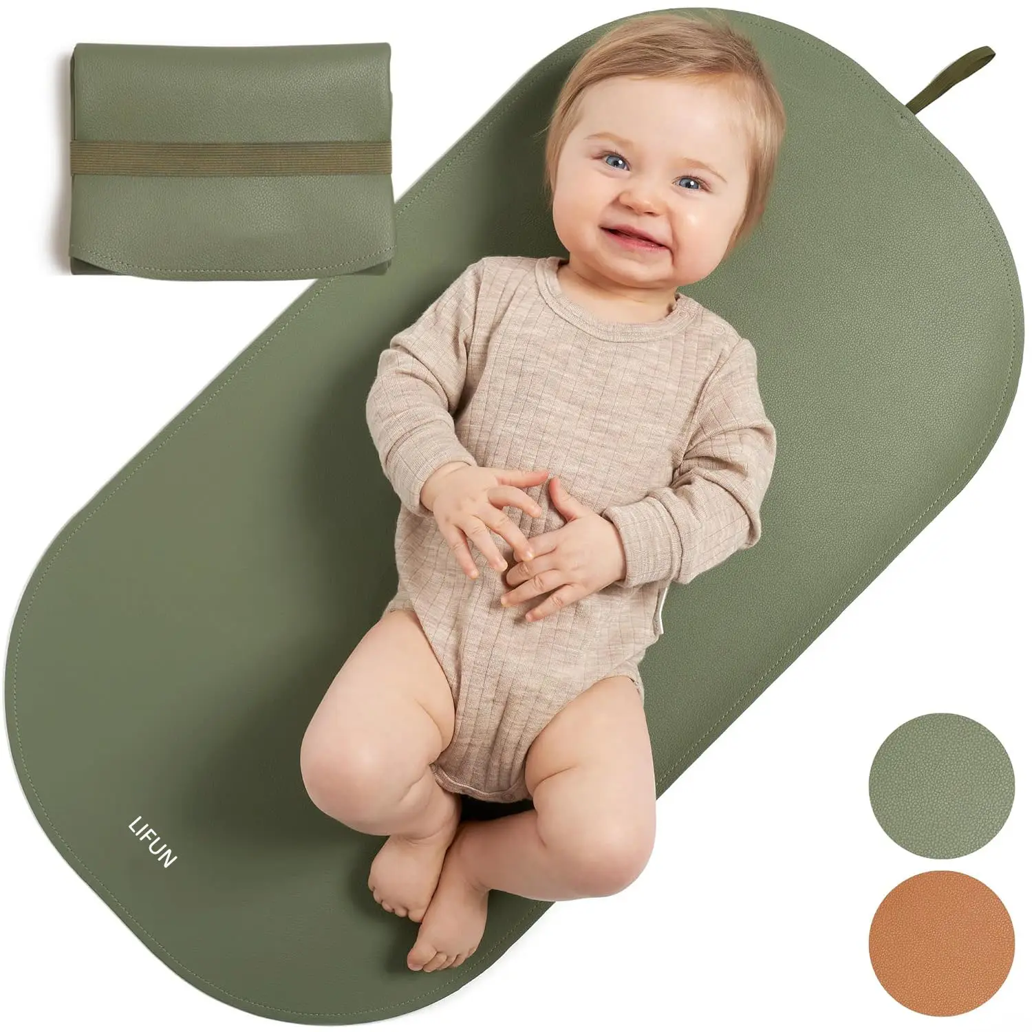 Portable Baby Diaper Changing Mat  Soft and Easy to Wipe Vegan Leather Changing Pad  Lightweight and Foldable Mat