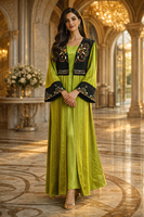 Kaftan de luxe brodé pour femme, robe longue arabe, jalabiya, caftan marocain, ensemble abaya de fête musulmane islamique de Dubaï et d'Arabie Saoudite