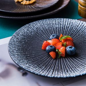 Japanese Vintage Style <b>Ceramic</b> <b>Plates</b> Embossed Streak , Steak Pasta Dinnerware - Product Image 3