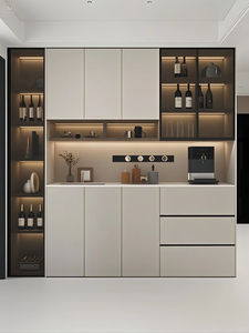 Mobile Bar Moderno in Legno Massello con Frigorifero Integrato, Credenza in Acciaio Inox, Arredamento per Soggiorno - Product Image 6