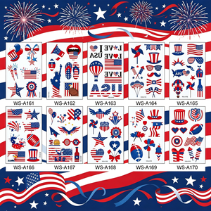 4th of July Temporary Tattoo <b>Stickers</b> Waterproof American <b>Flag</b> Patriotic Tattoos for Kids Adults Independence Day Party Favors - Product Image 5