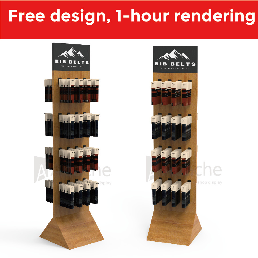 Apache Custom Wooden Belt Display Stand Display Rack for Supermarket & Retail Store & Clothing Store — view 3