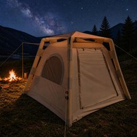 Tente de camping gonflable à montage rapide, imperméable, portable, pour la famille, avec auvent et fenêtres en maille