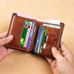 กระเป๋าสตางค์สั้นแบบกัน RFID สำหรับผู้ชาย หนังวัวแท้ขัดเงา กระเป๋าสตางค์บางสำหรับผู้ชาย ใส่บัตร ธุรกิจ แฟชั่น - Product Image 3