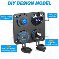 Prise USB triple multifonction, accessoire pour camping-car, panneau de commande marin 12V, chargeur USB double PD30W et QC18W pour voiture, en aluminium
