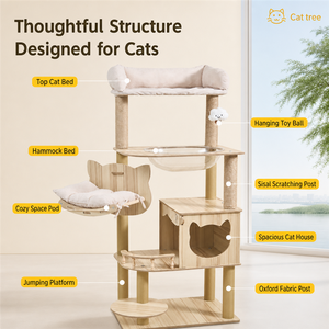 Nouveau produit phare : <span class=keywords><strong>Arbre</strong></span> <span class=keywords><strong>à</strong></span> <span class=keywords><strong>chat</strong></span> en bois haut de gamme avec colonne <span class=keywords><strong>à</strong></span> gratter et lit-niche suspendu capsule spatiale pour chats - Product Image 2
