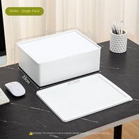 Boîte de rangement en plastique moderne transparente multifonction A4 avec couvercle pour dortoir, bureau, organisateur de fournitures diverses