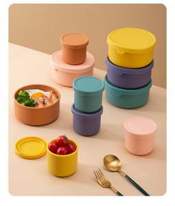 Microwavable Multifunction Safe Non Toxic Free Soft Silicone Rainbow Series Bowl Kids <b>Lunch</b> Box <b>Set</b> with Lids Portable - Product Image 2