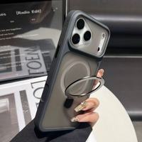 Coque de téléphone personnalisée en PC mat translucide avec logo, support magnétique antidérapant en TPU, antichoc pour iPhone 17, 16, 15, 13 Pro