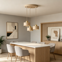 Lustre suspendu en fer à trois lumières JACKSUN, style nordique, luxe, beige |   Lampe de chevet pour chambre à coucher, éclairage d'îlot de cuisine