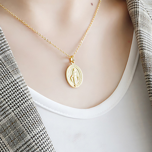 Pendentifs en or 18 carats de la Vierge Marie pour colliers féminins, collier en argent sterling avec <span class=keywords><strong>camée</strong></span> lettre, bijoux personnalisés de créateur - Product Image 5