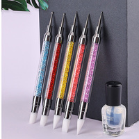 Outils de peinture à fleurs scintillantes roses 2 en 1 à double extrémité, double face, avec pinceaux applicateurs à bords plats en silicone