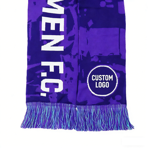 고품질 양면 맞춤형 니트 축구 스카프 자카드 팀 클럽 응원 슬로건 태슬 스카프 - Product Image 3