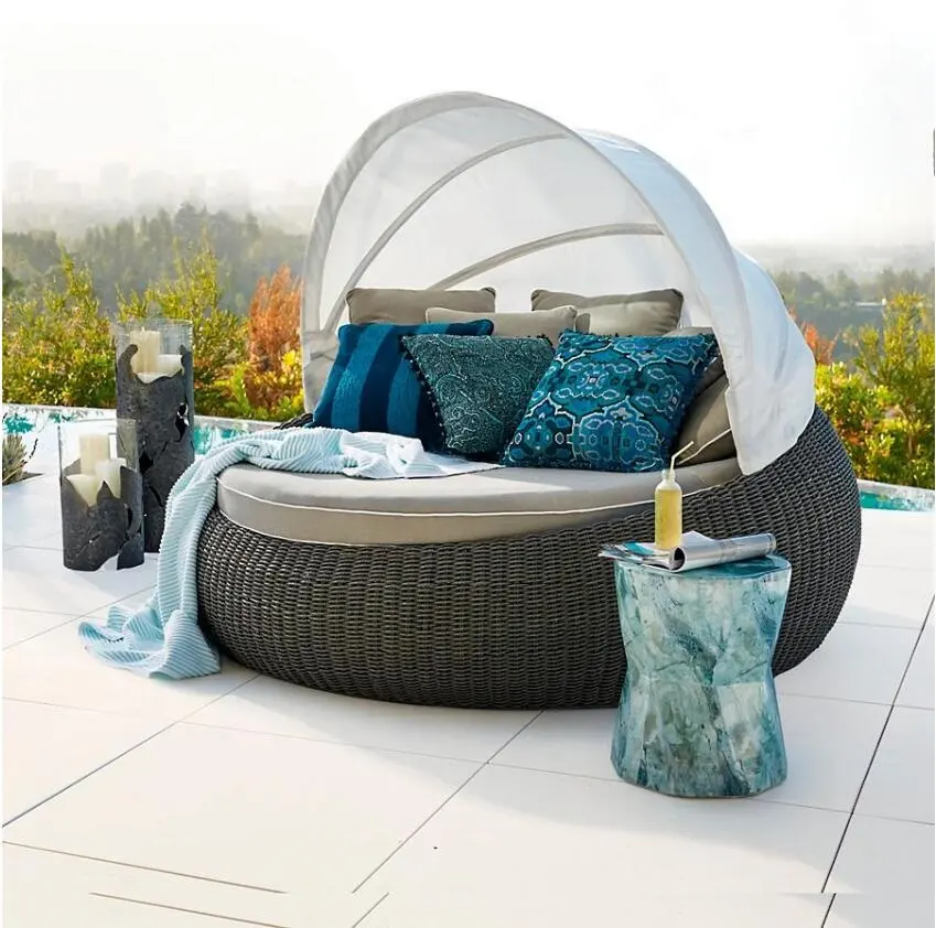 Cadeira de jardim ao ar livre cama de dia rattan piscina espreguiçadeira chaise lounge mobiliário