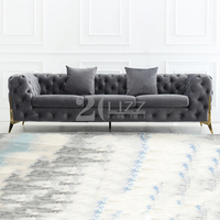Muebles de ocio modernos, conjunto de sofá de terciopelo gris, novedad, venta al por mayor