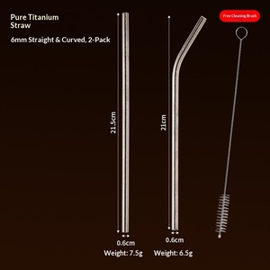 Cannuccia in Titanio Puro Ultraleggera Riutilizzabile, Dritta o Curva, Adatta per Tumbler, Frullati, Frappè, Bevande Gassate, Tè, Cioccolata, Latte - Product Image 6