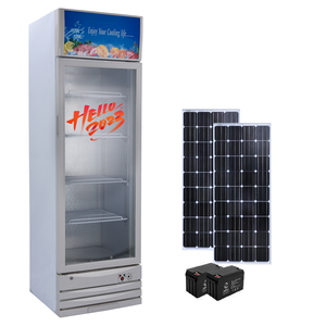Lemari Es Pintu Kaca Komersial Menampilkan 218 Liter Pintu Visual Kaca Tunggal dengan Panel Surya Kotak Pendingin Minuman Hemat Energi - Product Image 1