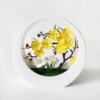 Nieuwe aanwinst: Kunstmatige Phalaenopsis & Wintersweet Bonsai met maanvormige pot, kunstbloem voor woonkamertafel, winkeldecoratie