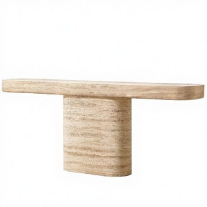Modern Furniture Customized Marble Bedroom Natural Stone Travertine <b>Console</b> <b>Table</b> Wabi Sabi Design - Product Image 2
