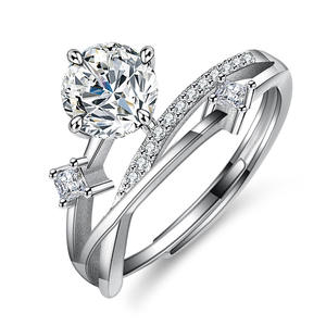 そうめん卸売スターリングシルバー925婚約指輪女性用1カラットモアッサナイトリング結婚式の約束モアッサナイト女性リング - Product Image 1